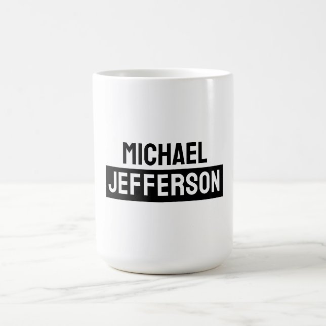 Caneca De Café Personalizado Personalizado Preto Branco Simples E (Centro)