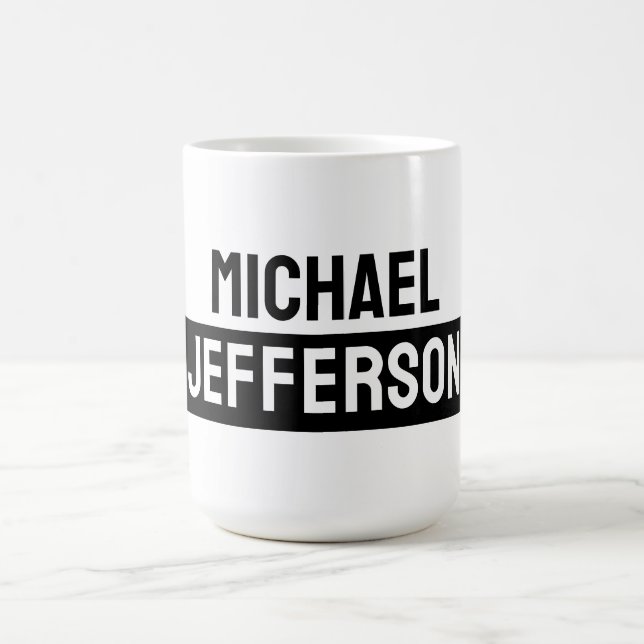 Caneca De Café Personalizado Personalizado Preto Branco Simples E (Centro)