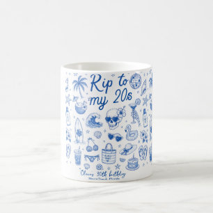 Caneca De Café personalizado praia azul aniversário 20s desenho à