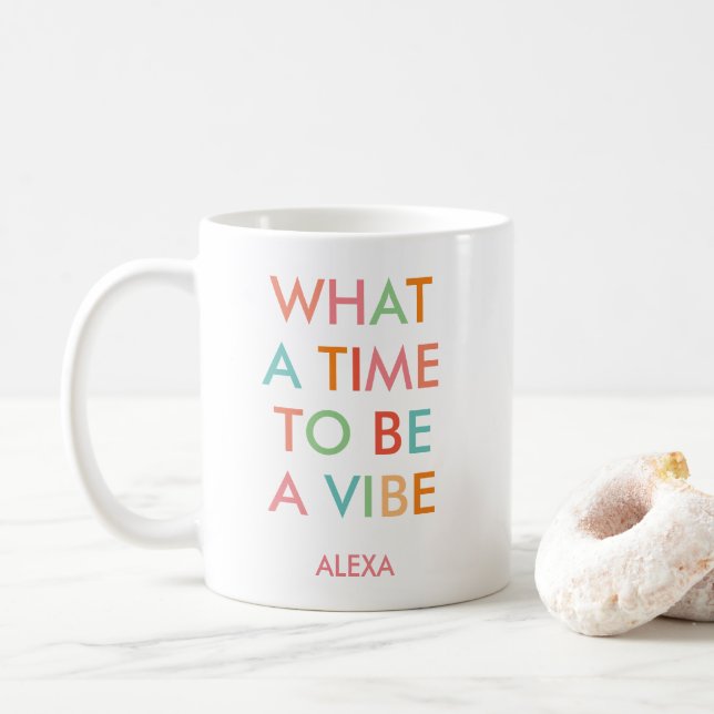 Caneca De Café Personalizado Que Hora de Ser um Motivador Vibe (Com Donut)