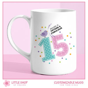 Caneca De Café Personalizado Quinze e Fabuloso Confete Cor-de-Ros