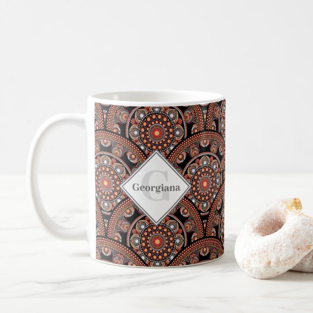 Caneca De Café Personalizado Safari Sunset Bohemian Mandala Scale (Com Donut)