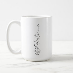 Caneca De Café Personalizado Seu Nome Floral