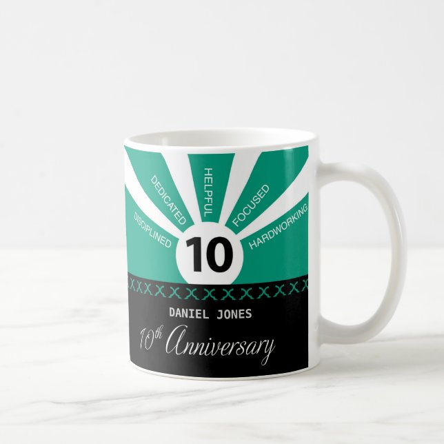 Caneca De Café Personalizar, 10 anos de aniversário de funcionári (Direita)