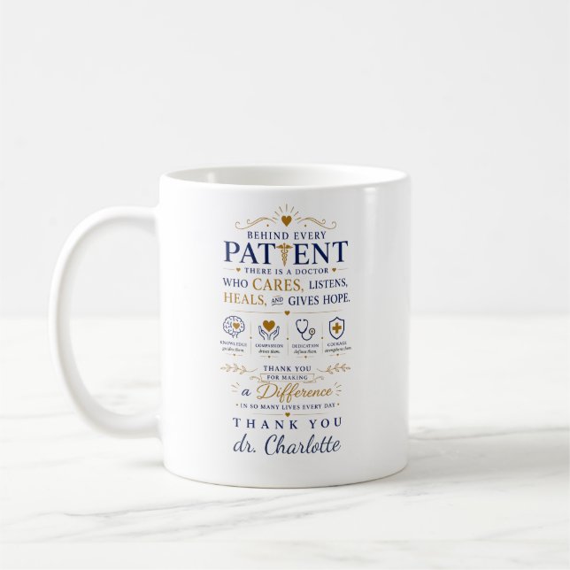Caneca De Café Personalizar Agradecimento ao Médico | Presentes M (Esquerda)