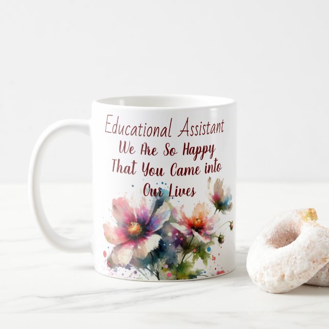 Caneca De Café Personalizar/ Assistente Educacional /Flores Moder (Com Donut)