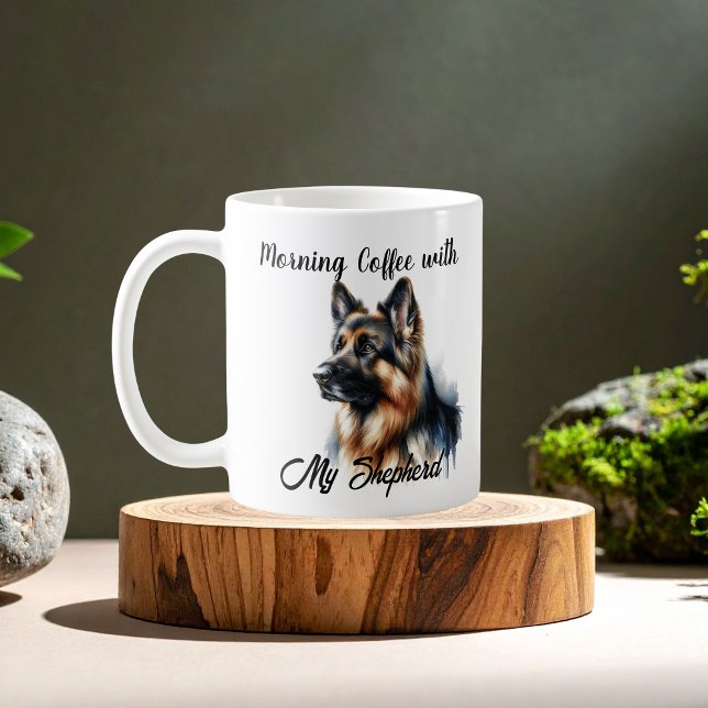Caneca De Café PERSONALIZAR Café da Manhã do German shepherd (Criador carregado)