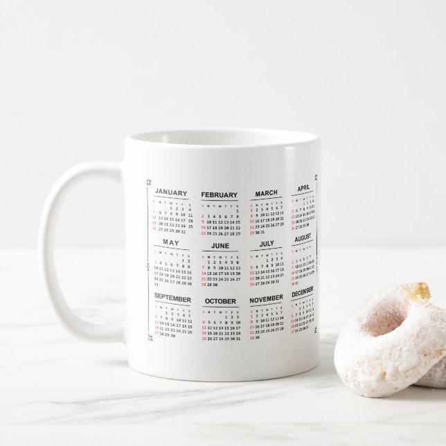 Caneca De Café Personalizar Calendário Mensal 2020 Anos Personali (Com Donut)