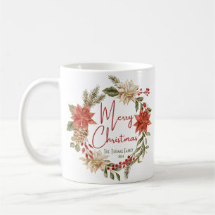 Caneca De Café Personalizar Cartões de natal Elegantes Floral
