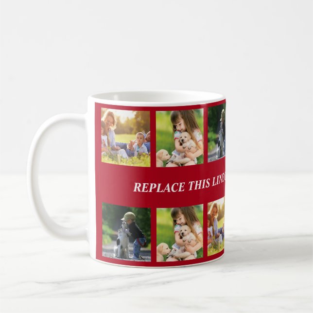 Caneca De Café Personalizar colagem e texto de fotos (Esquerda)