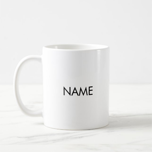 Caneca De Café Personalizar com nome, texto preto minimalista (Esquerda)