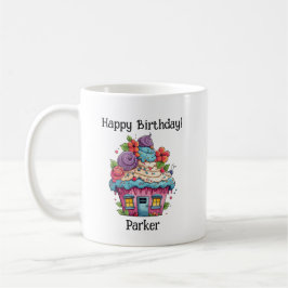 Caneca De Café Personalizar Cupcake de Rapariga de Aniversário