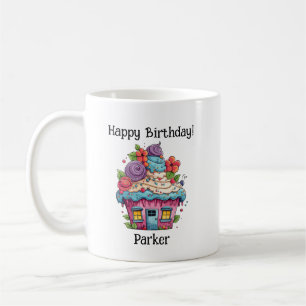 Caneca De Café Personalizar Cupcake de Rapariga de Aniversário