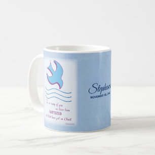 Caneca De Café Personalizar, Dove de Batismo Adulto em Azul