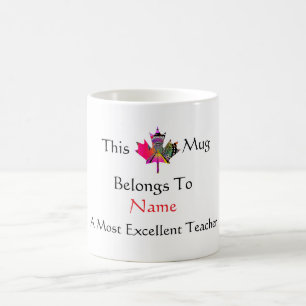Caneca De Café Personalizar Excelente Professora Universal Folha
