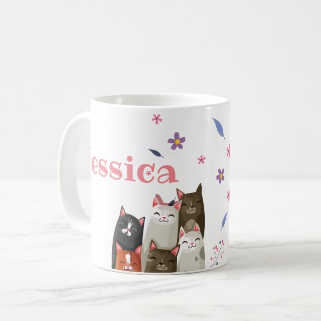 Caneca De Café Personalizar Gatos Doce (Frente Esquerda)