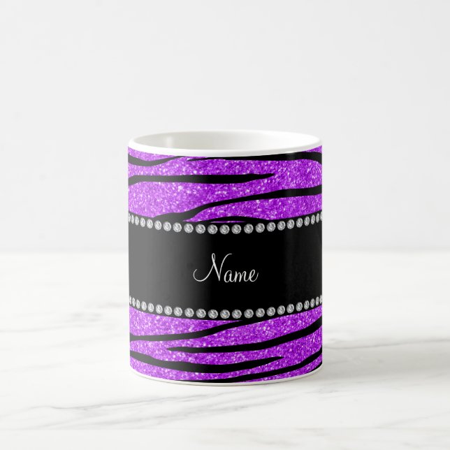 Caneca De Café Personalizar listras de zebra neon roxo (Centro)