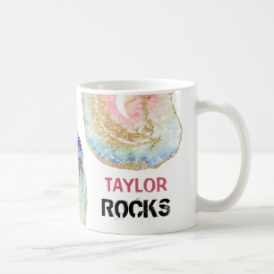 Caneca De Café *~* Personalizar NOME ROCKS Pastel Azul Brilhante