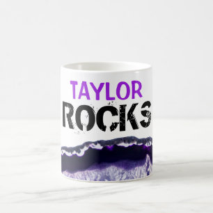 Caneca De Café *~* Personalizar nome - Stone Rocks Agate Lapidar
