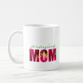 Caneca De Café Personalizar nota "Rezando Mãe" Cristão Floral
