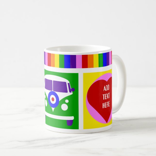 Caneca De Café Personalizar o Amor e a Paz Camper Van Life (Frente Esquerda)