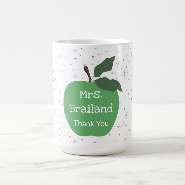 Caneca De Café Personalizar o nome do professor de maçã verde per (Centro)