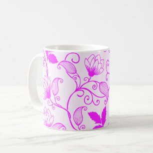 Caneca De Café Personalizar Padrão Floral Rosa