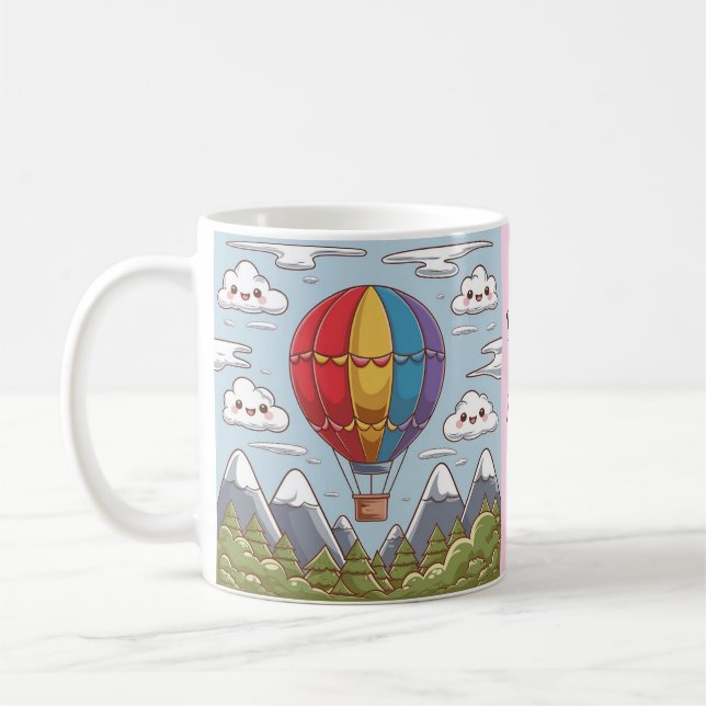 Caneca De Café Personalizar Palavras de Nome Feliz Balão de Ar Qu (Esquerda)