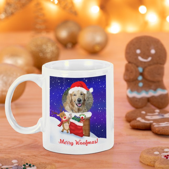 Caneca De Café Personalizar Papais noeis De Cachorro Rena De Telh (Criador carregado)