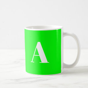 Caneca De Café Personalizar, personalizar o néon verde inicial d