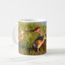 Caneca De Café Personalizar Sandhill Cranes ama seus pintinhos