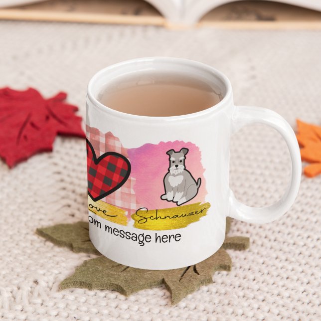 Caneca De Café Personalizar Schnauzer de Miniatura de Amor de Paz (Criador carregado)