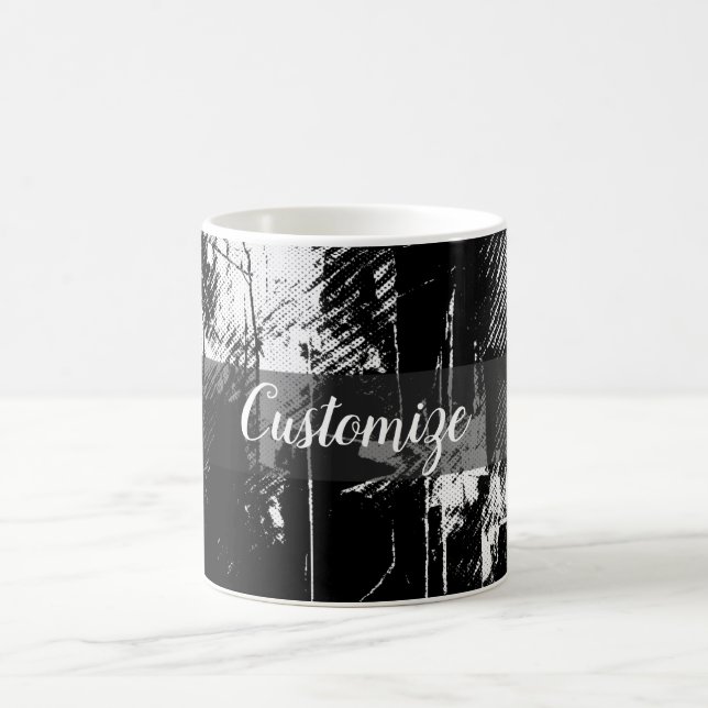 Caneca De Café Personalizável Abstrato de arte preta (Centro)