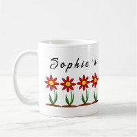 Caneca de café personalizável com flores fofinhas