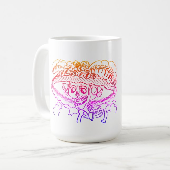 Caneca De Café Personalizável Derby Funny Day 2024 Catrina Skelet (Frente Esquerda)