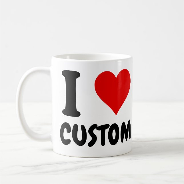 Caneca De Café Personalizável Eu Amo Personalizado  (Esquerda)