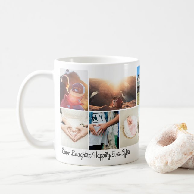 Caneca De Café Personalize Amor Risos Felizes para Sempre (Com Donut)