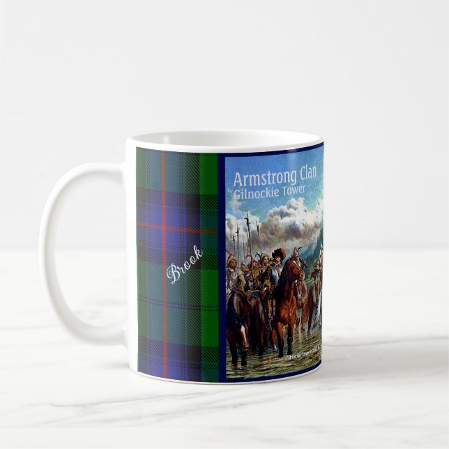 Caneca De Café Personalize Armstrong Scottish Clan Castle Tartan (Esquerda)