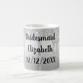 Caneca De Café Personalize as Drives de Glitter de Prata, present