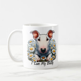 Caneca De Café Personalize Bull Terrier em Daisies