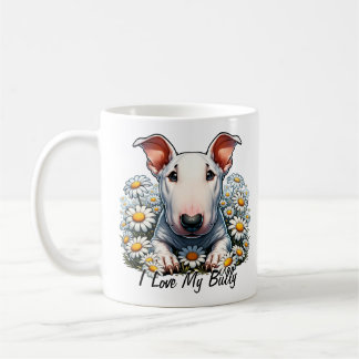 Caneca De Café Personalize Bull Terrier em Daisies