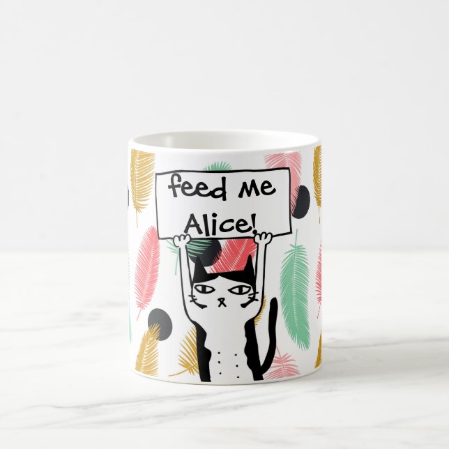 Caneca De Café Personalize com o gato engraçado conhecido (Centro)