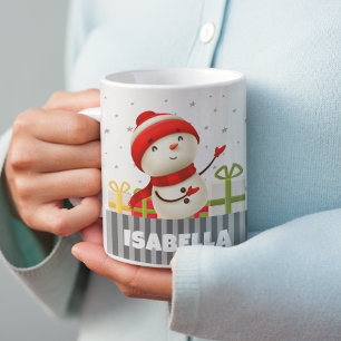 Caneca De Café Personalize com o nome Snowman Colorir Natal