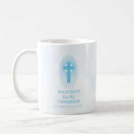 Caneca De Café Personalize, Cruz Azul da Primeira Comunhão Hóstia