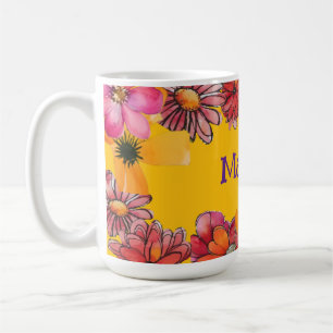 Caneca De Café Personalize. Energia florescente vibrante dos anos