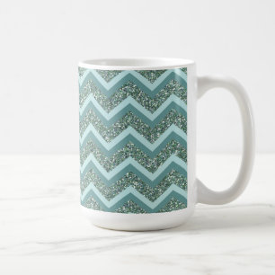 Caneca De Café Personalize esta Glitter Teal ZigZag
