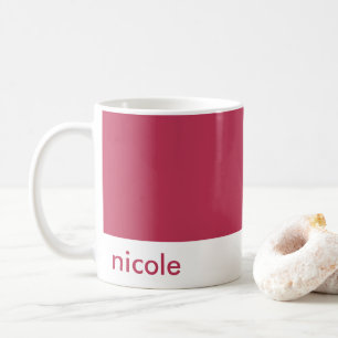 Caneca De Café Personalize minimamente seu nome Red Magenta