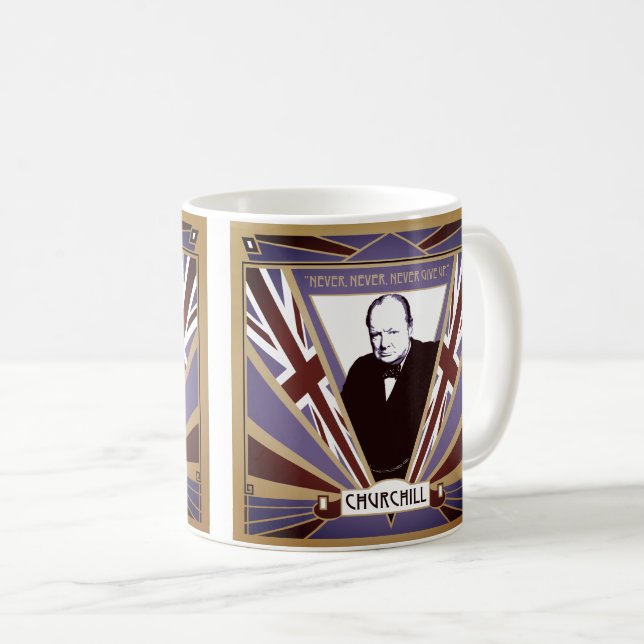 Caneca De Café Personalize o art deco Union Jack de Winston (Frente Esquerda)