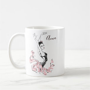 Caneca De Café Personalize o desenho da Ballerina a rosa