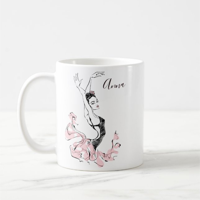 Caneca De Café Personalize o desenho da Ballerina a rosa (Esquerda)